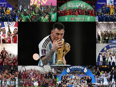 Tahun 2022 sudah di penghujung hari. Berbagai momen telah terlewati dalam 365 hari. Bola.com sebagai media olahraga telah mencatat berbagai persitiwa besar termasuk mereka yang sukses mencatatkan tinta manis kemenangan. Berikut ini deretan beberapa foto para jawara sepak bola di tahun 2022. (Kolase Foto: AFP dan AP Photo)