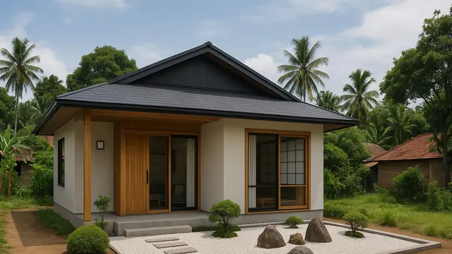 Model Rumah Sederhana Gaya Jepang Modern di Kampung/via AI