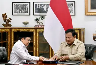 Menteri Koordinator Pemberdayaan Masyarakat Muhaimin Iskandar atau Cak Imin Bertemu Presiden Prabowo Subianto
