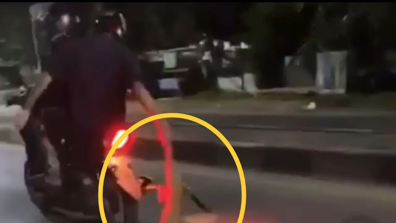 sebuah Video viral tiga orang remaja di Kota Kendari seret anjing di jalan raya tanpa rasa kasihan, ketiganya ditangkap polisi.(Liputan6.com/Ahmad Akbar Fua)