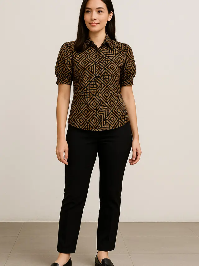 Model Kemeja Batik Slimfit Lengan Puff