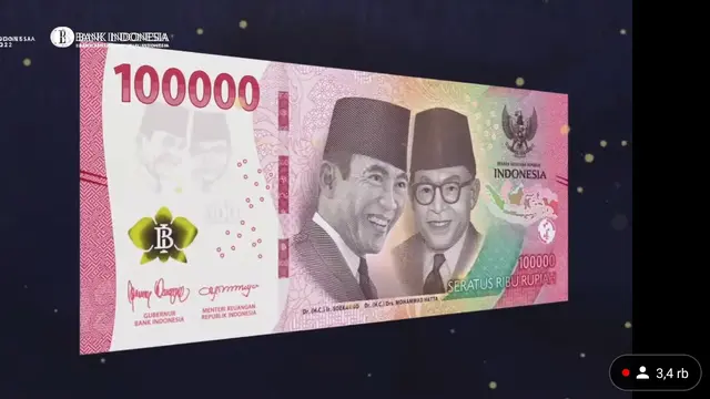 Bank Indonesia meluncurkan Uang Rupiah Kertas Tahun Emisi 2022. Nominal uang yang dikeluarkan dalam bentuk uang kertas pecahan Rp 100.000, Rp 50.000, Rp 20.000,Rp 10.000, Rp 5.000, Rp 2.000 dan Rp 1.000. (Sumber: bi.go.id)