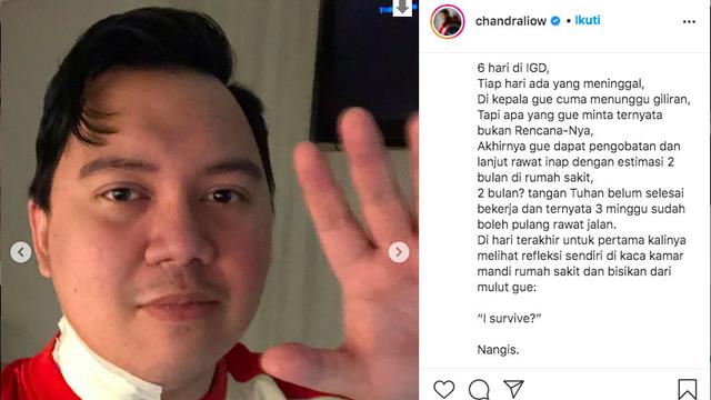 Chandra Liow Juga Sempat Alami Badai Sitokin Hingga Kritis dan Putusa Asa. (instagram.com/chandraliow)