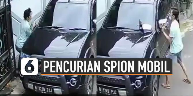 VIDEO: Viral Pencurian Spion Mobil Terekam CCTV
