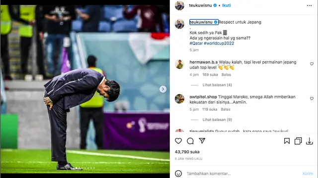 Teuku Wisnu Sedih Jepang Tak Lolos ke Perempat Final Piala Dunia 2022