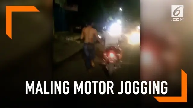 Seorang maling motor dihukum warga dengan diikat pada motor. Tersangka dipaksa jogging mengikuti motor ke kantor polisi.