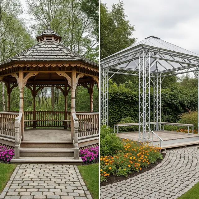 Gazebo Kayu dan Gazebo Baja Ringan
