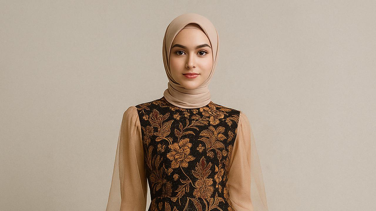 7 Model Gamis Batik Kombinasi Tulle Transparan, Modern dan Feminin