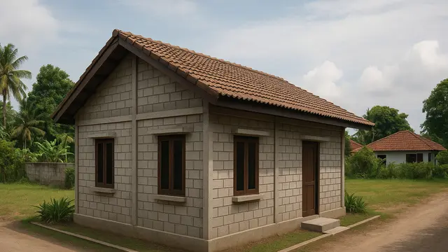 Model Rumah Sederhana dari Batako dengan Atap Pelana/Ilustrasi gambar AI