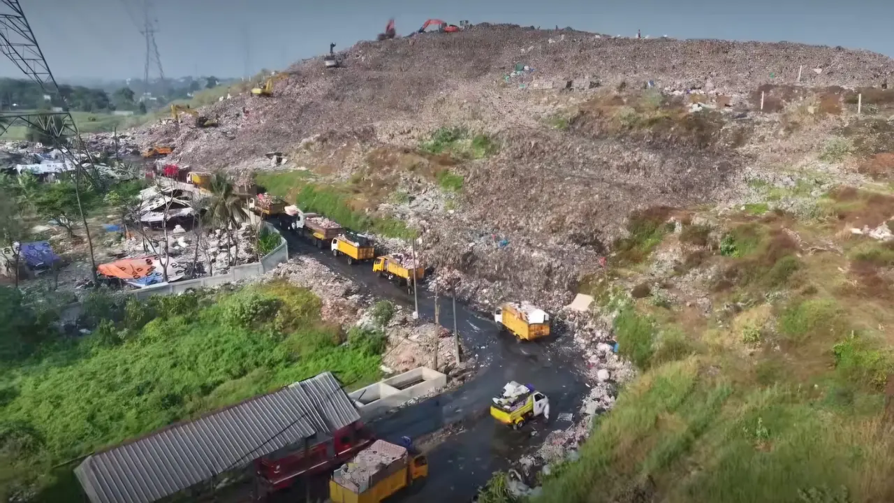 Tampak dari udara lokasi TPA Cipayung Depok yang sempat mengalami kebakaran. (Liputan6.com/Istimewa)