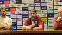Pelatih Persija Jakarta, Mauricio Souza dalam konferensi pers jelang melawan Persebaya Surabaya. (Liputan6.com/Jakarta)