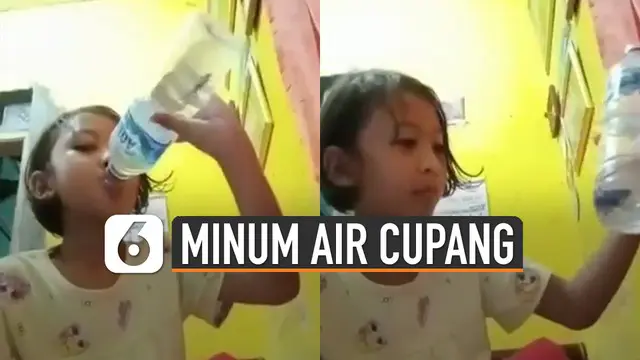 Setelah meminumnya, bocah perempuan itu baru sadar kalau air yang habis diminumnya berisi ikan cupang.