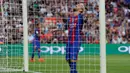 Ekspresi Lionel Messi saat gagal memanfaatkan peluang di depan gawang Sampdoria pada pertandingan Trofeo Joan Gamper 2016 di Camp Nou, Kamis (11/8/2016) dini hari WIB. (AFP/Josep Lago)