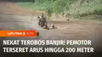 Nekat terobos banjir bandang, wanita pengendara motor di Kabupaten Tuban, Jawa Timur, terseret arus sejauh 200 meter. Evakuasi korban dan sepeda motornya berlangsung dramatis.