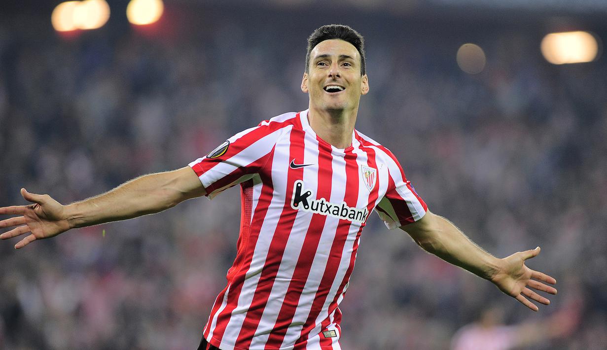 2. Aritz Aduriz (26 gol) - Pemain asal Spanyol ini mencetak ke-26 golnya di ajang Liga Europa untuk Athletic Bilbao. Aritz Aduriz memutuskan pensiun pada 20 Mei 2020 ketika masih berseragam Athletic Bilbao. (AFP/Ander Gillenea)