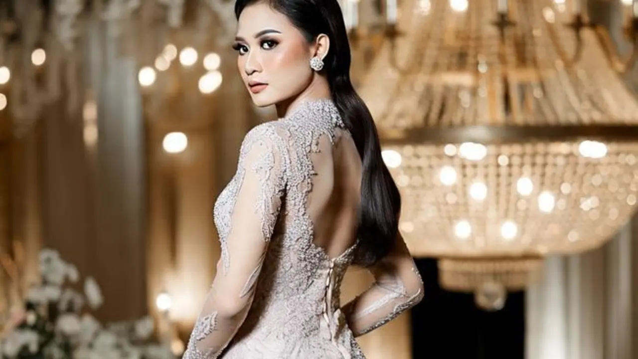 Ilustrasi Desain Kebaya Modern untuk Resepsi Pernikahan yang Elegan dan Menawan (Sumber: Meta AI)