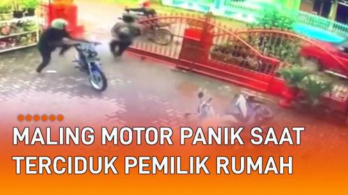 VIDEO: Pura-Pura Pincang, Maling Motor Panik Saat Terciduk Pemilik Rumah