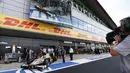 Suasana pit Rio Haryanto di Sirkuit Silverstone, Inggris. (GP2 Media Service)