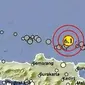 Gempa Magnitudo 6,1 mengguncang wilayah Tuban, Jatim, Jumat siang (22/3/2024), pukul 11.22.45 WIB. (Liputan6.com/ BMKG)