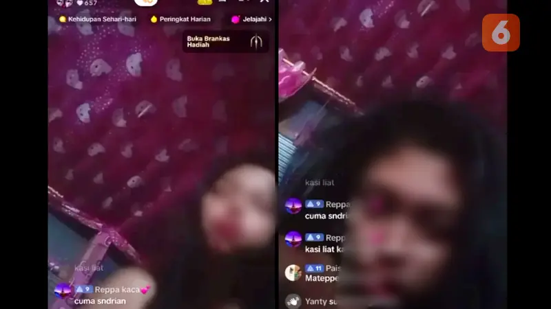 Tangkapan layar aksi FY yang berhubungan intim sambil live TikTok (Liputan6.com/Istimewa)