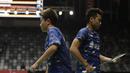 Pasangan Liliyana Natsir dan Tontowi Ahmad, saat melawan Riky Widianto dan Masita Mahmudin pada laga Indonesia Masters 2018 di Istora Senayan, Selasa (23/1/2018). Liliana/Tontowi menang 23-21 dan 21-17 atas Riky/Masita. (Bola.com/M Iqbal Ichsan)