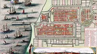 Peta kota Batavia lama, cikal bakal Jakarta (Wikipedia)