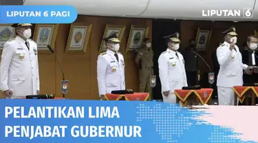 Mendagri, Tito Karnavian melantik lima penjabat gubernur di Ruang Sasana Bhakti Praja, Kementerian Dalam Negeri, pada Kamis (12/05) siang. Penjabat gubernur menggantikan gubernur definitif yang berakhir masa jabatan dan akan bertugas hingga masa jaba...