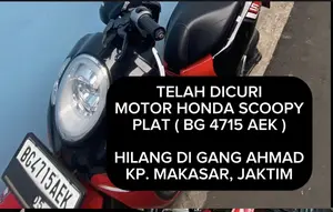 Viral Parkir dengan Stang Terkunci, Honda Scoopy Digondol Maling