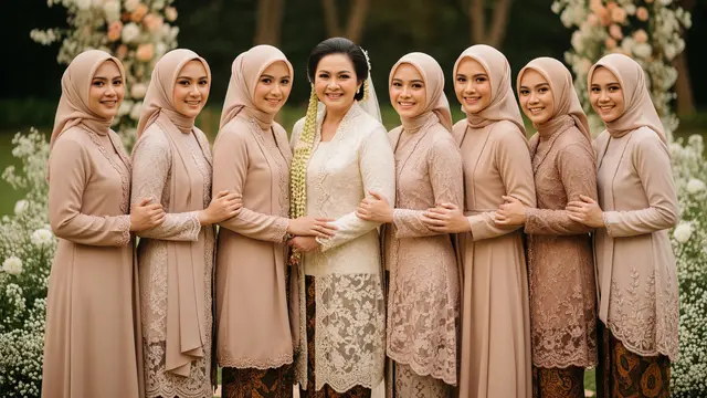 Warna Gamis Bridesmaid yang Paling Aman di Foto Keluarga (Image by Gemini AI)