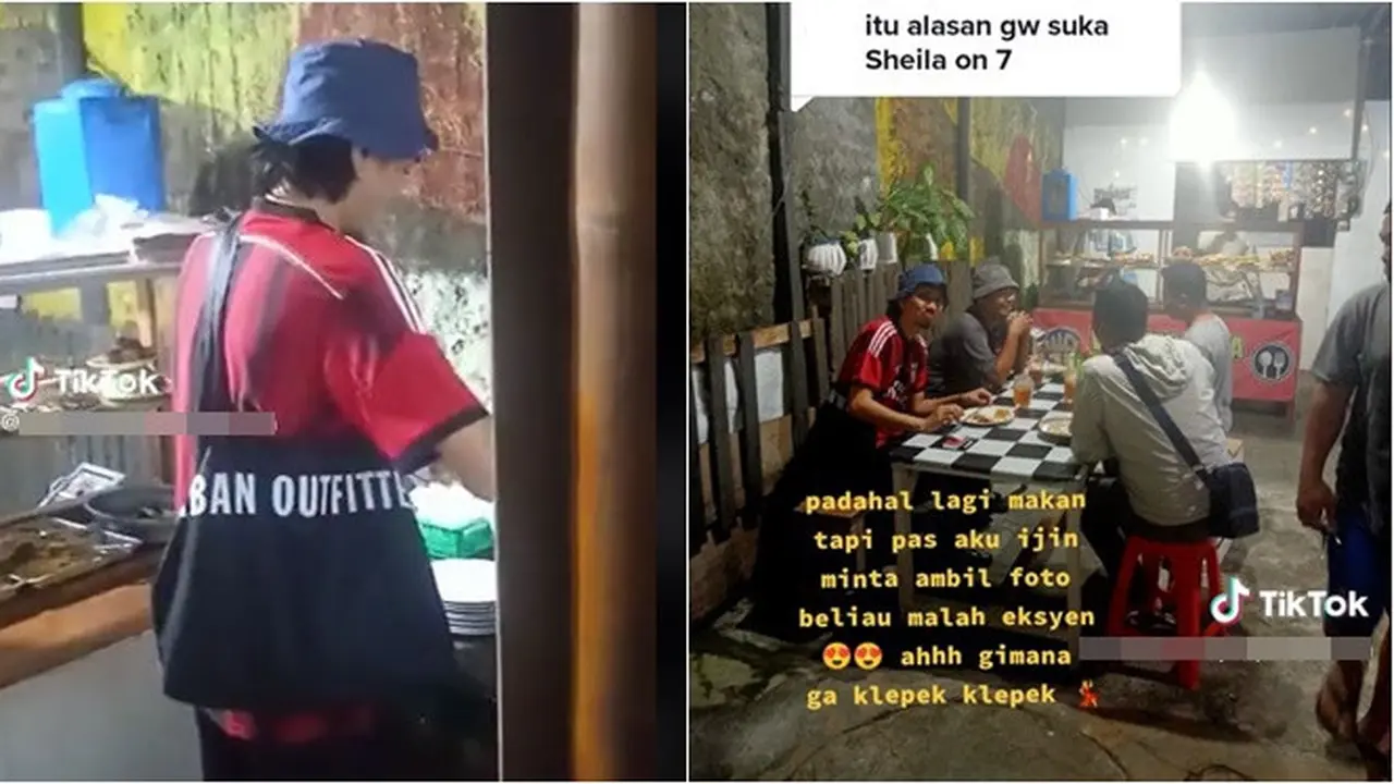 6 Potret Duta Sheila On 7 Makan di Warteg, Tampil Santai Pakai Jersey Bola