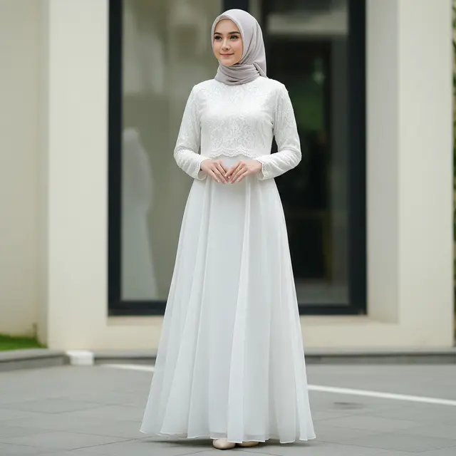 9 Model Gamis Kombinasi Brokat Organza, Pilihan Anggun dan Glamor
