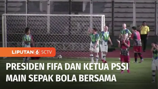 Usai bertemu Presiden Jokowi, Presiden FIFA Gianni Infantino bertanding sepak bola dengan Ketua PSSI di Stadion Madya, Jakarta Pusat. Keduanya bermain di dalam satu tim yang sama. Dalam laga kekerabatan ini, Infantino FIFA mencetak dua gol.