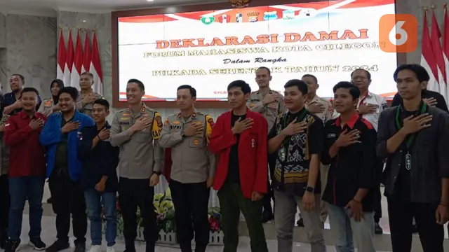 Deklarasi Pemilu Damai Mahasiswa Cilegon. (Kamis, 29/08/2024). (Yandhi Deslatama/Liputan6.com).