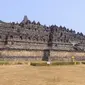 Bangunan chattra Candi Borobudur yang masih diragukan keaslian batunya oleh para arkeolog kini tersimpan di Museum dan Cagar Budaya kawasan Candi Borobudur, Magelang. (Liputan6.com/Dicky Agung Prihanto)