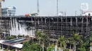 Foto udara gedung utama Gedung Kejaksaan Agung Republik Indonesia usai kebakaran hebat di Jakarta, Minggu (23/8/2020). Kebakaran selama 11 jam menyebabkan gedung utama Kejaksaan Agung, baik sayap kanan maupun kiri, hangus terbakar. (Liputan6.com/Faizal Fanani)