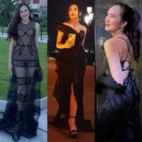 Lihat di sini beberapa potret OOTD anggun Beby Tsabina dibalut dress hitam.