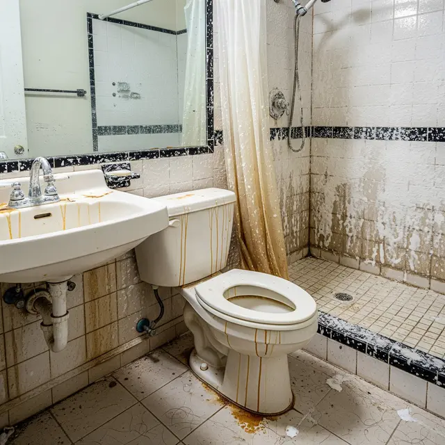 Kamar mandi penuh kerak (Image by Gemini AI)
