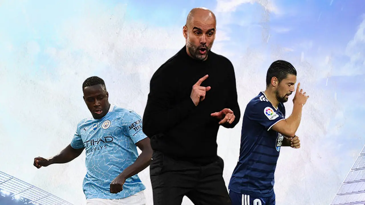 Manchester City - Pep Guardiola, Benjamin Mendy, Nolito