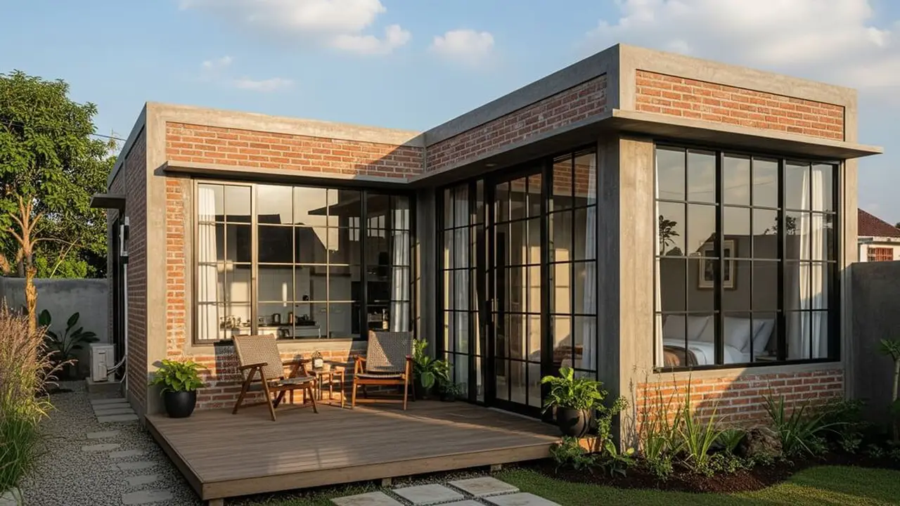 Desain Rumah Kecil dengan Bata Ekspos