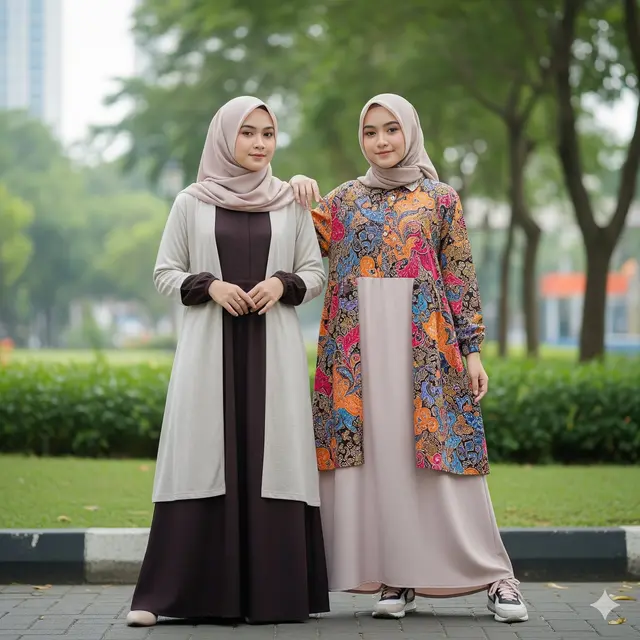 Tips Memilih dan Styling Gamis Batik Kombinasi Polos