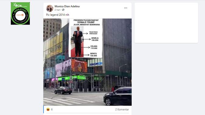 Cek Fakta Liputan6.com menelusuri foto kampanye  Donald Trump berbahasan Indonesia