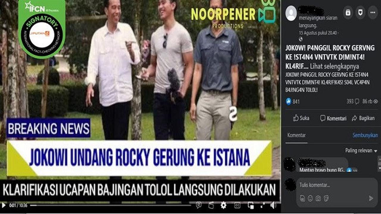 Gambar tangkapan layar video Presiden Jokowi panggil Rocky Gerung ke Istana untuk mengklarifikasi ucapannya (sumber: Facebook).