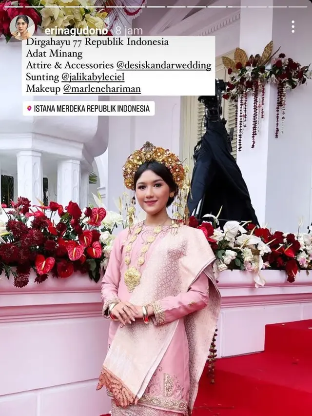 7 Potret Erina Gudono Pakai Busana Adat Minangkabau di Istana Merdeka yang Jadi Sorotan