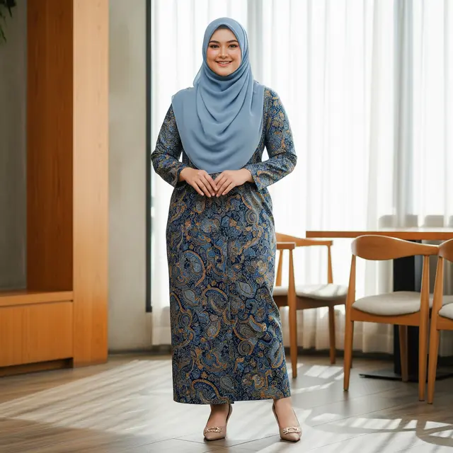 Model Gamis Batik Buat Orang Gemuk