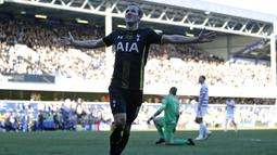 Harry Kane memegang rekor sebagai satu-satunya pemain di Liga Inggris yang mampu mencetak gol ke semua gawang tim yang pernah dihadapinya bersama Tottenham Hotspur di Liga Inggris. Total ia mampu menjebol gawang 30 tim di Liga Inggris. (AFP/Adrian Dennis)