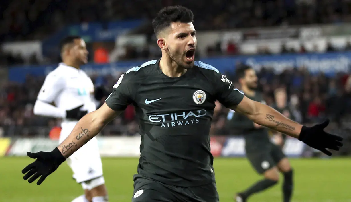 Sergio Aguero salah satu pemain di Liga Inggris dengan pendapatan tinggi (AP/Nick Potts)