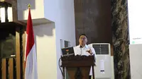 Wakil Menteri Pertanian Sudaryono saat menghadiri Rapat Penambahan Areal Tanam (PAT), Pompanisasi dan Pembinaan Penyuluh Pertanian di Gedung Balai Prajurit, Surabaya, Senin (5/8/2024).