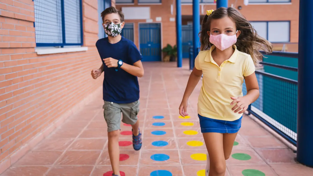 Ilustrasi anak kecil pakai masker