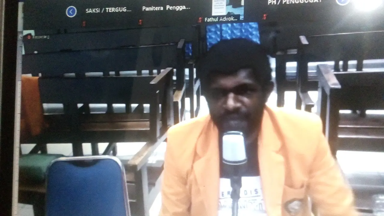 Suasana sidang kerusuhan Papua secara daring. (Foto: Liputan6.com/Abelda Gunawan)