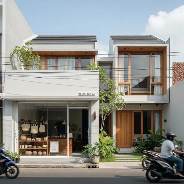 Rumah Minimalis dengan Ruko di Depan dan Hunian di Belakang